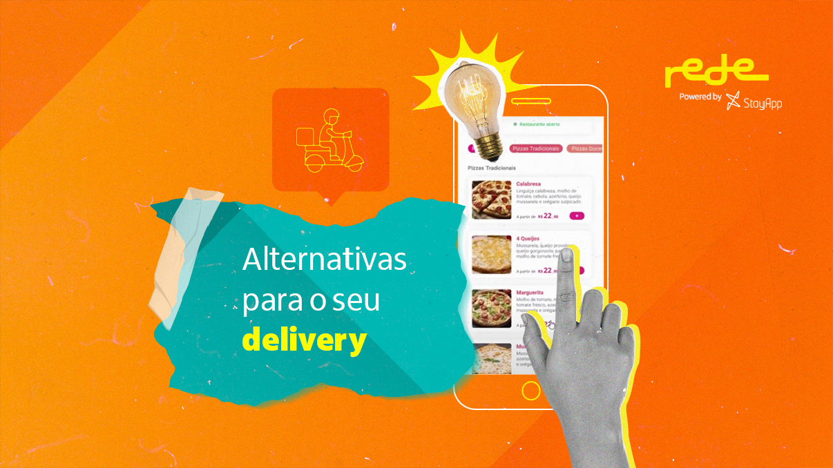 imagem escrito "Alternativas para o seu delivery"e com uma imagem de celular e uma não