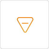 Ilustração de um triângulo laranja de ponta cabeça com um sinal de menos no meio